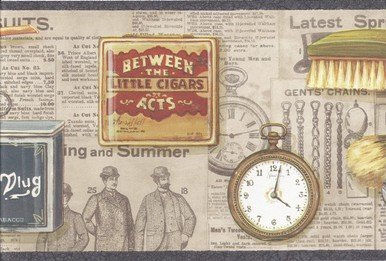 Grey Gentlemen Newspaper Wallpaper Border