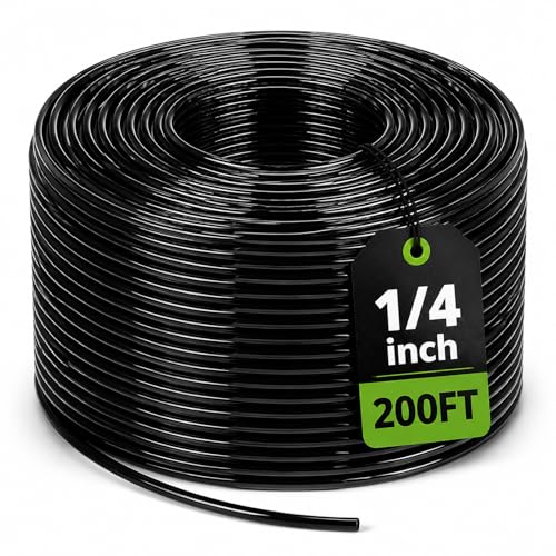 Bonviee 200ft 1/4 inch Drip Irrigation Tubing &ndash; Flexible, Durable Garden Watering Hose, Compatible...