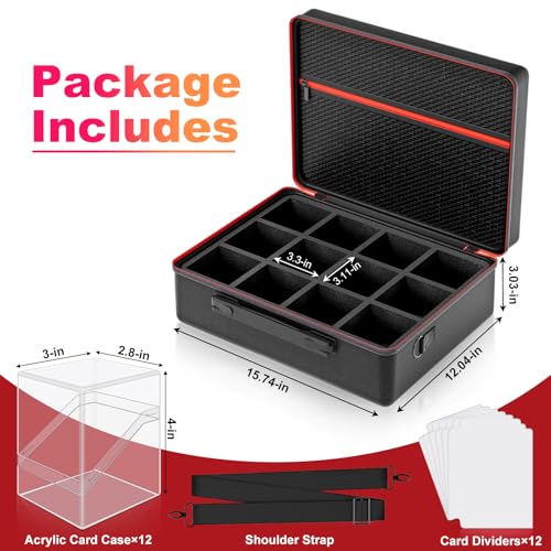 Image of Proijeut Card Deck Box with Portable Case, 12 Pack Clear Commander Deck Box with 12 Dividers, Holds 1200+ Double Sleeved Cards, Fit for MTG, YuGiOh, TCG