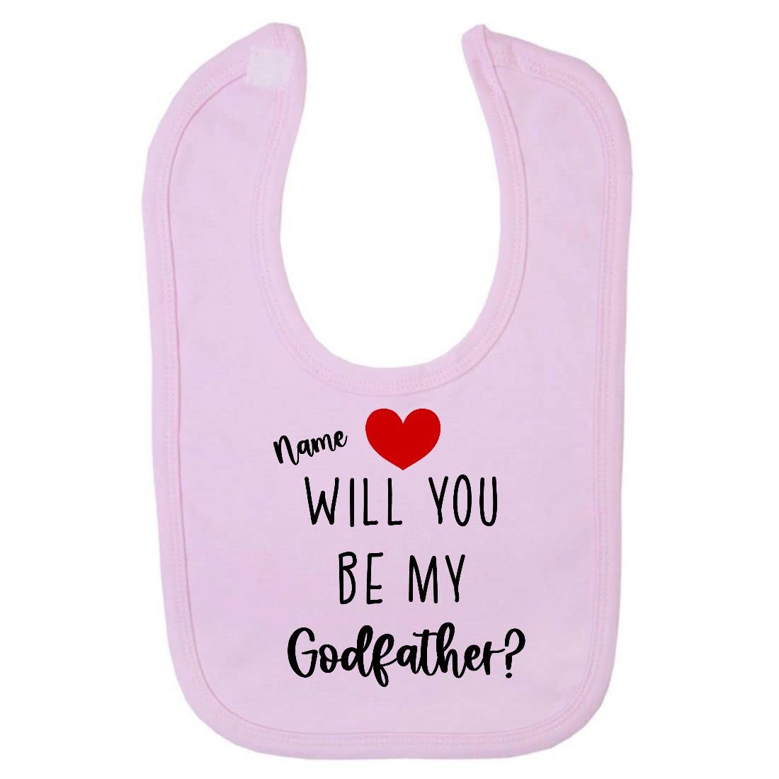 Miammo Personalised Godparent proposal, custom name will you be my Godfather [BBY7] cotton baby bib - Pastel Pink