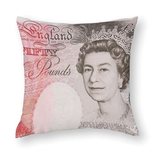 クッションカバー 抱き枕カバー インテリア 飾り 50英ポンド お金 枕カバー 装飾枕カバー 座布団カバー おしゃれ 部屋飾り ソファ背当て 寝室 車用 16"x16"