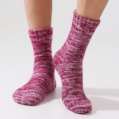 Merino Wool Socks Full Cushion Terry Fuzzy Crew Socks For Women Hiking Knit Thick Winter Warm Slouchy Socks2