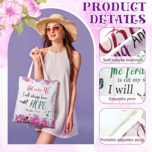Image of Paterr 24 Pcs Christian Canvas Tote Bags for Women Gifts Religious Gift Bag | Back to School Tote Bags with Handles, Reusable Bible Verse Gift Bags, Inspirational Floral Handbag, for Teacher Church Party