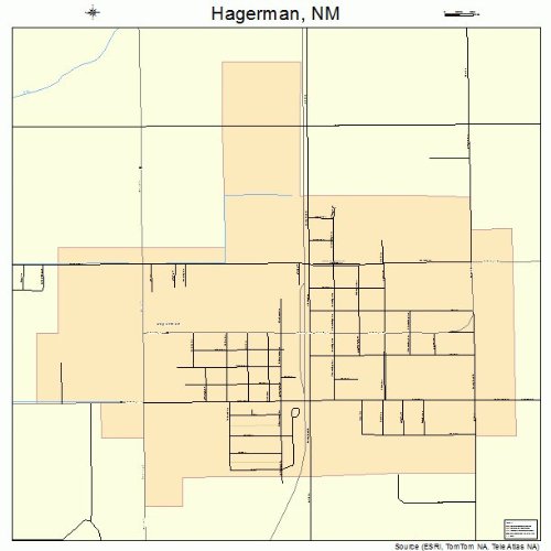 Large Street & Road Map of Hagerman, New Mexico NM Printed poster
