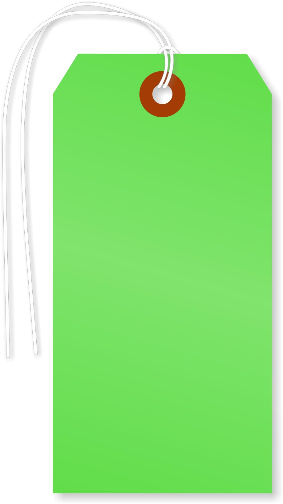 SmartSign Fluorescent Green Blank Tags with Pre-Attached Strings - 100-Pack, 4.75" x 2.375", Size#5, 13pt Thick Cardstock, Reinforced Fiber Patch - for Pricing/Craft/Stores/Sale, USA-Made