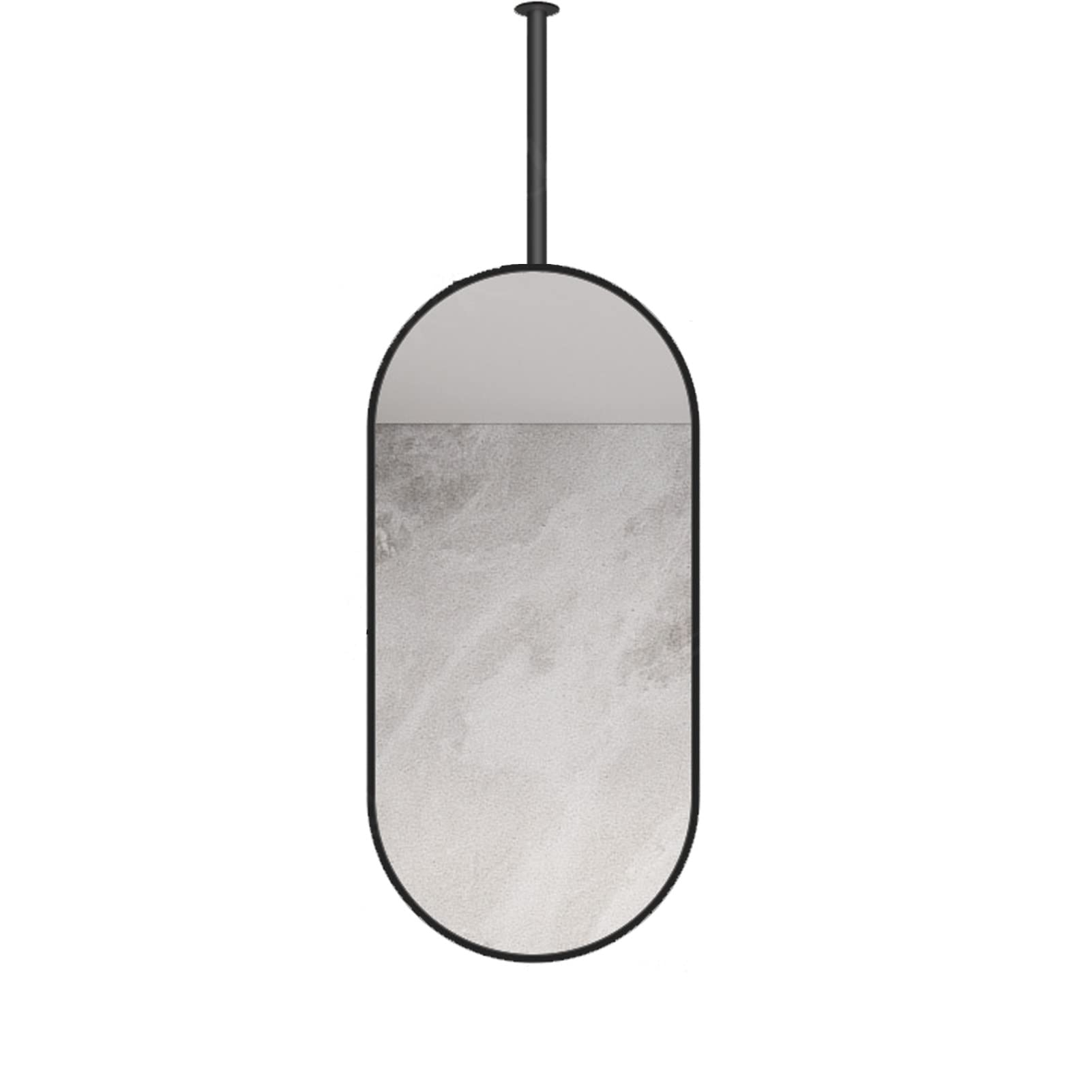 Ovale Deckenspiegel, hängende Stabspiegel mit Metallrahmen für Badezimmerwaschraum-Make-up-Rasier-Shop Hoteleingang Dekorativer Spiegel (Size : 40cmx70cm)