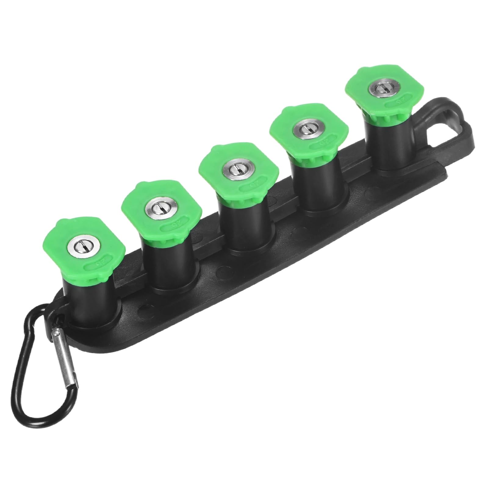 M METERXITY 5-Pack Pressure Washer Nozzle Tips with Holder, 1/4 Inch Quick Connect, 4000PSI 25 Degrees Power Washer Nozzle Tips for Car/Wall/Exterior Surface Cleaning, Orifice 4.0 [Green]
