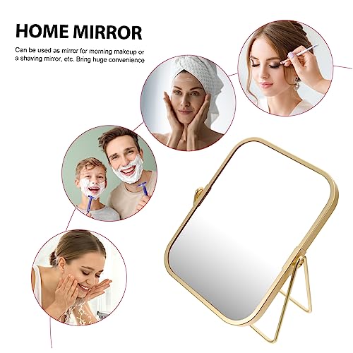 Espejo de maquillaje doble 360 grados con soporte metálico miniatura 7