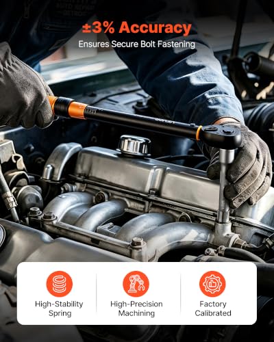 Image of VEVOR Torque Wrench Set 1 /4 inch 3 /8 inch 1 /2 inch Drive Click Torque Wrench 47-Piece, Dual Scale Readings, ±3% High Precision, with Spark Plug Sockets, Bits, Extension Bars, Storage Case, for Automotive Repair