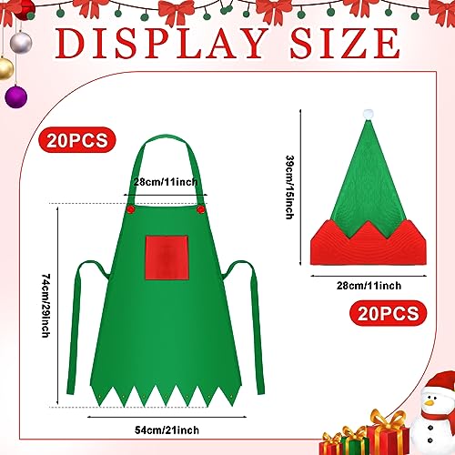Handepo 40 peças avental de elfo de Natal kit de avental e chapéu de Natal fantasia de festa de Nata