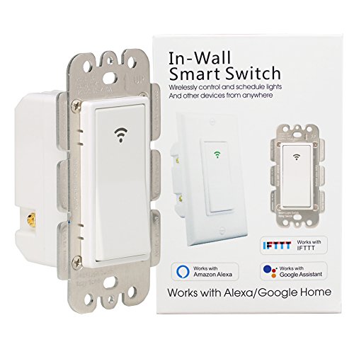 WiFi Smart Light Switch Wireless Remote Control In-Wall Timer Switch for Fan Lights Compatible with Alexa Google Home,No Hub Required