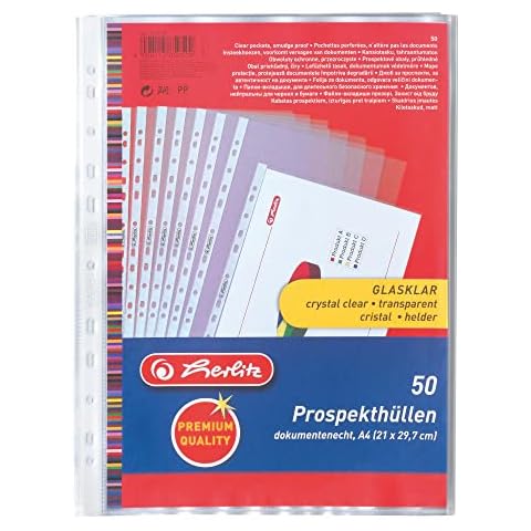 Herlitz 5850508 - Paquete de 50 portafolios de plástico A4 Cover