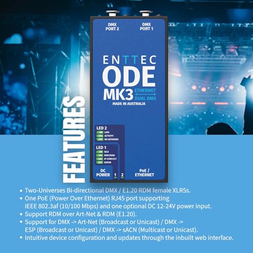 Image of Enttec ODE Mk3 70407 POE 2 Universe Dual DMX / RDM Ethernet Converter Interface