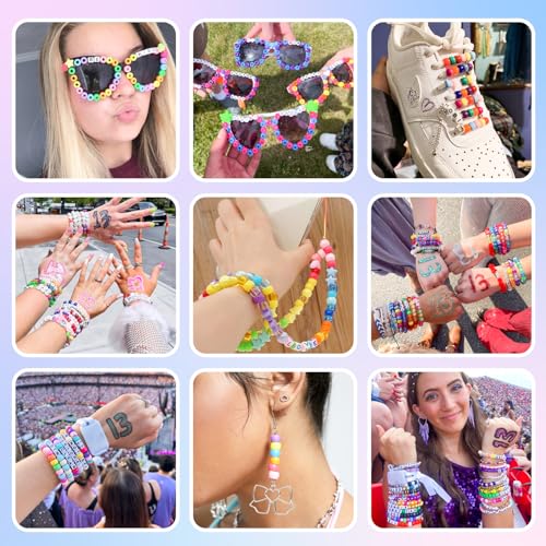 Image of 4 Boxes Pony Beads 72 Colors 9mm Friendship Bracelets Making Kit, Rainbow Kandi Beads Bulk Letter Beads for Name Bracelets Jewelry Making Crafts with Elastic String for Mothers Day Gifts