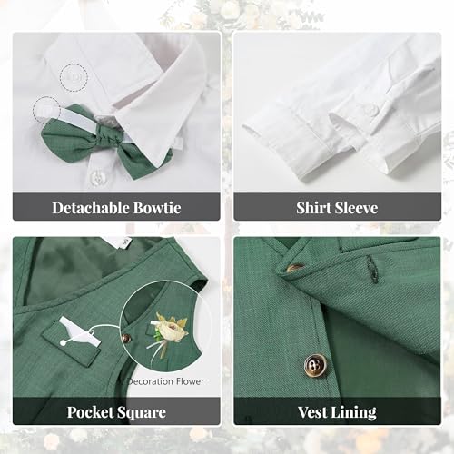 Image of Volunboy Baby Boys Formal Wedding Ring Bearer Outfits Toddler Gentleman Bowtie Vest Guest Suits Dress Shirt Pants Set