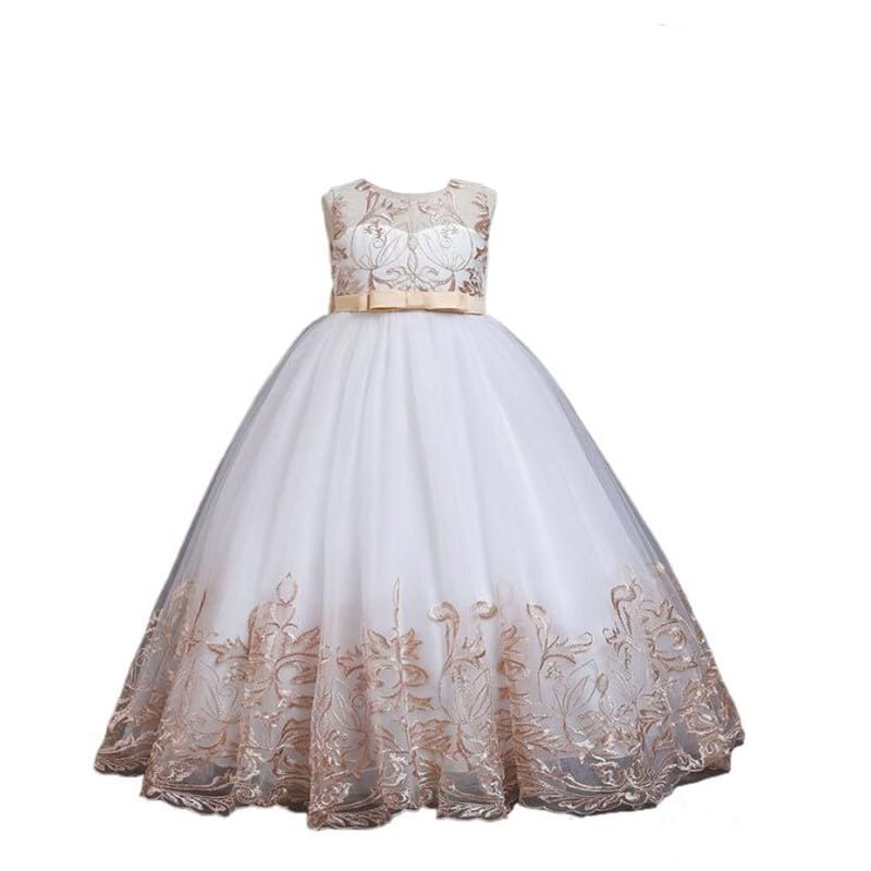Quenny Children's lace Princess Dresses,Long lace and mesh Tutu Skirts,Girls' Piano Performance Dresses.