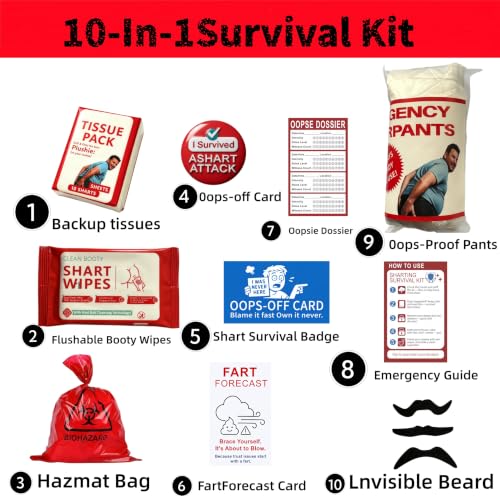 YWTOYS Funny Shart Survival Kit, Ultimate Poop Prank Gag Gift Set with Wet Wipes, Disposable Underwear, Tissues & Hilarious Badge, Novelty Fart Potty Pack for Friends and Family - image 3