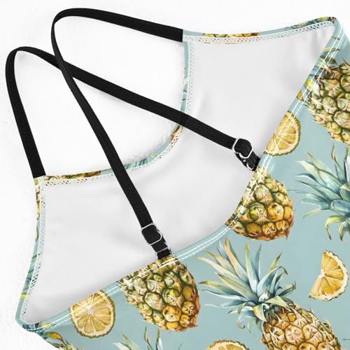 senya Girls Swimsuits One-Piece Swimwear Tie Bathing Suit Beach Summer Round Neck 9-10T Pineapples and Lemon Slices Pattern4