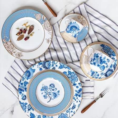 Miniatura 2 de Gracie Bone China Blue Danubio - Platos de postre (6.75 pulgadas)