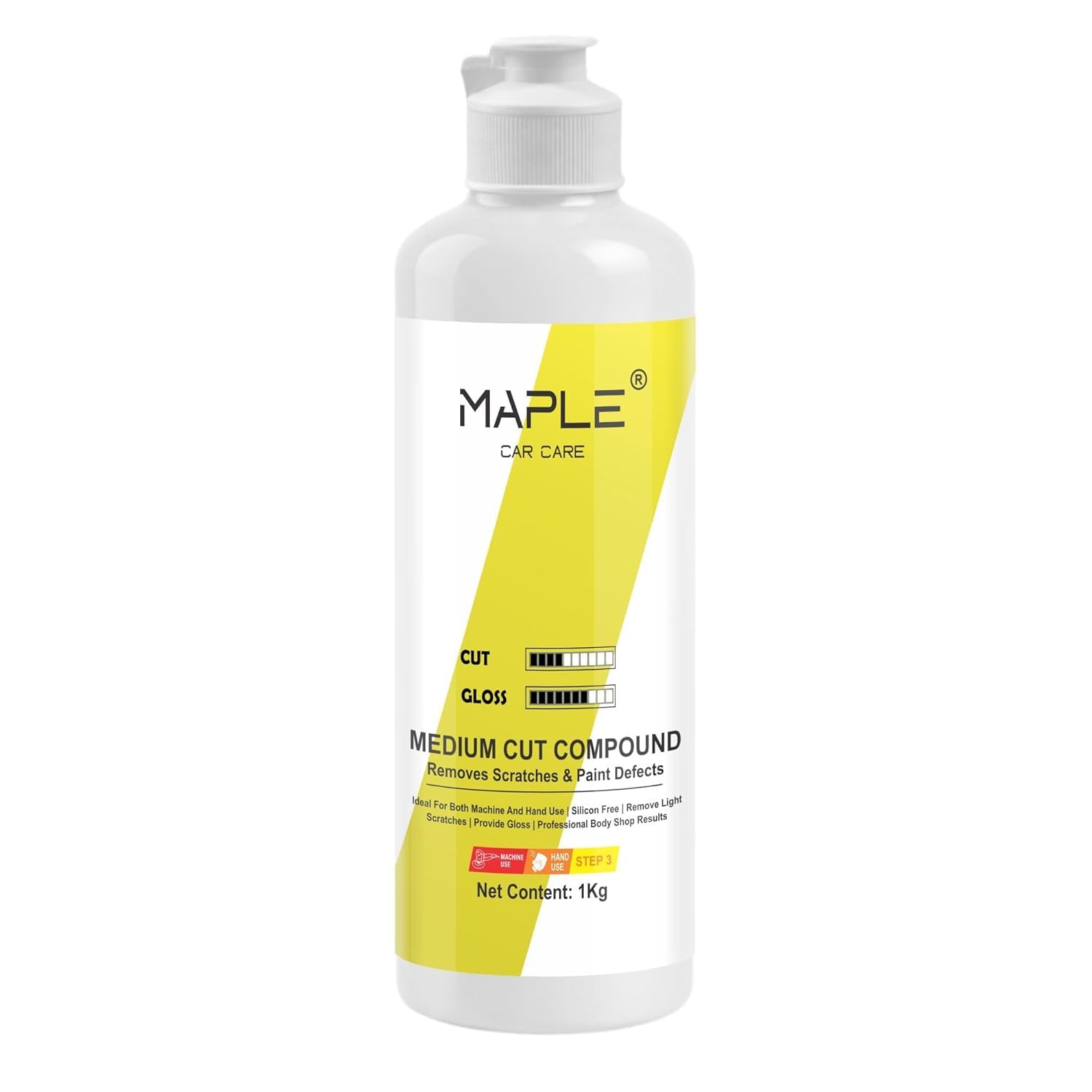 Maple Car Care Medium Cut Compound 1Kg | Car Scratches, Swirl Marks & Oxidation Remove | Restores Gloss, Shine & Paint Clarity For Machine & Hand Polishing | Car Polishing & Rubbing Compound-picture-11