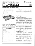 Pioneer PL-560 Turntable Owners Instruction Manual Reprint [Plastic Comb]