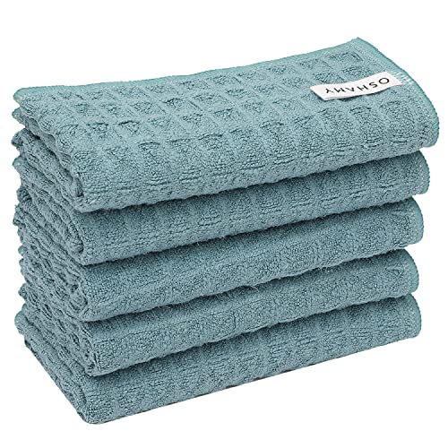 ふきん 一般的なふきんの5倍の圧倒的な吸水率 台拭き キッチンタオル 吸水 速乾 キッチンクロス 食器拭き 雑巾 掃除用品 ワッフル調 マイクロファイバー 5枚セット OSHAMY