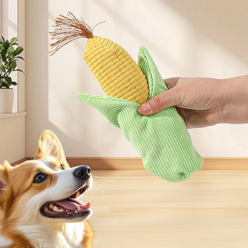 Donubiiu Maiskölbchen Quietschspielzeug für Hunde, Lustiges Futterplüsch, Unzerstorbares Kauspielzeug, Süßes Stofftier für Welpen, Geeignet für Große, Mittelgroße und Kleine Hunde (A+B)