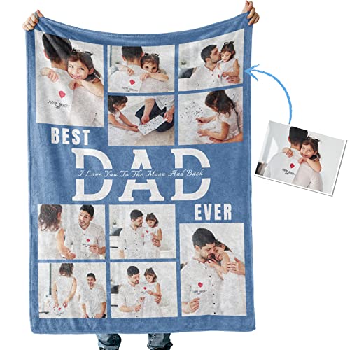 Regalos personalizados para el día del padre, mantas personalizadas con fotos, texto de collage, mantas de franela suave para papá, padre, abuelo, marido y hombres para cumpleaños por iDIY