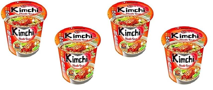 Image of Nongshim Shin Ramyun Vegetarian Kimchi Instant Noodles Cup 75Gm*2Pack (Pack Of 4) (Imported)