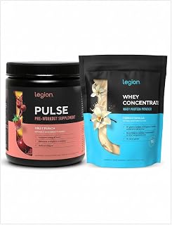LEGION Muscle & Energy Stack – Whey Protein Powder (Vanilla, 30 Servings) + Pulse Pre Workout (Fruit Punch) – Clean Protein & Natural Energy for Strength, Muscle Growth & Recovery