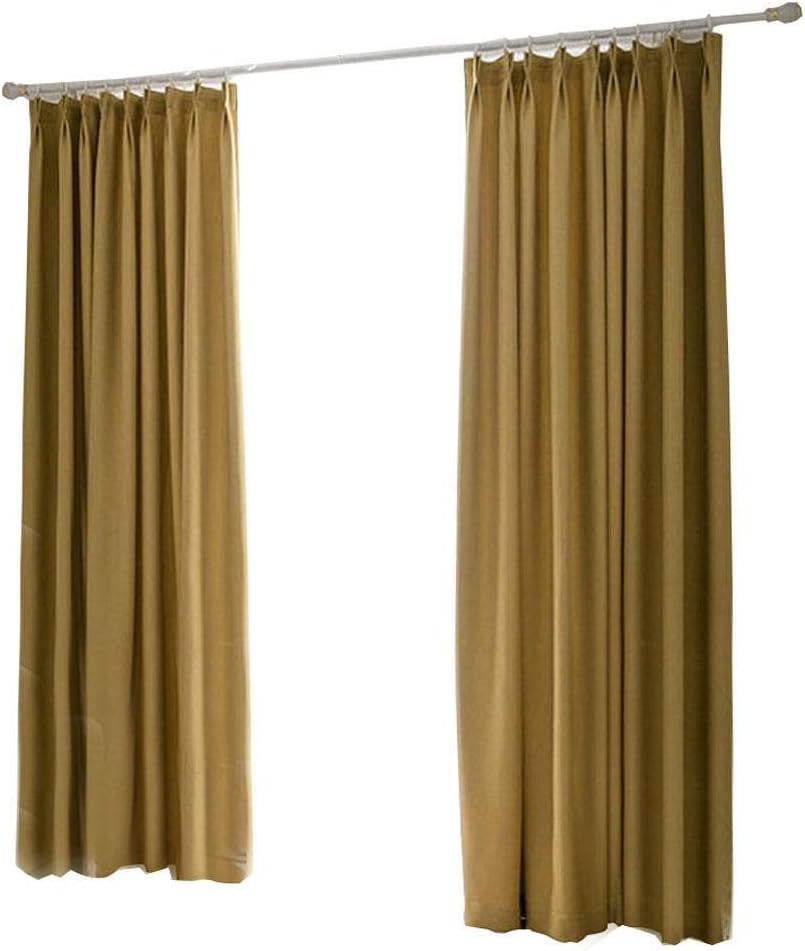 Curtain Blackout Cotton and Linen Panels Punch Bay Window for Living Room Bedroom Balcony-150X270CMx1-E (A 350X270CMx1)