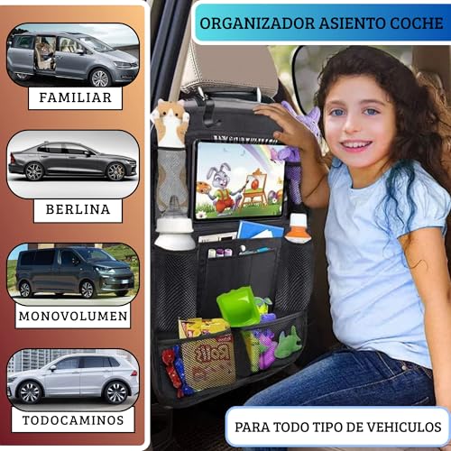 Miniatura 4 de Áz Ászator Set Protector Asiento Coche Silla Bebe Isofix Organizador Coche, Protector Silla Coche Para Bebe Y Mascotas, Protector Respaldo Y Organizador De Asiento Coche Niños Con 10 Bolsillos