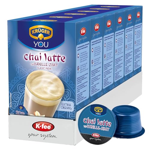 KRÜGER chai latte Vanille-Zimt Kapseln, Milchtee, kompatibel mit K-fee Kapselmaschinen, 6er Pack (6x 16 Kapseln)