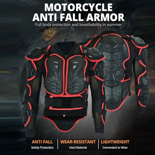 Hive Moto Motorcycle Body Armour Suit Motocross Body Protection Guard Protective Armour Jacket Motorbike Armoured Trouser (Red, XXL) - Thumbnail 5