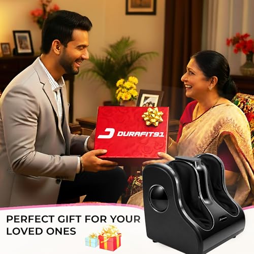 Image of Durafit91 Electric Leg Massager For Pain Relief | Foot and Calf Massager | 4 types of Foot Massage Shiatsu, Rolling, Deep Kneading, Heat with Vibration|Powerful BLDC Motor Without Noise (Foot & Calf Massager Black)