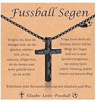 FAOMZQ Fussball Geschenke Jungen, Fußball Geschenke für Jungs, Fussball Kette für Junge, Kreuz Kette mit Fußball für Sohn Bruder Enkel Neffe zum Geburtstag Weihnachten Abschluss Jugendweihe Kommunion