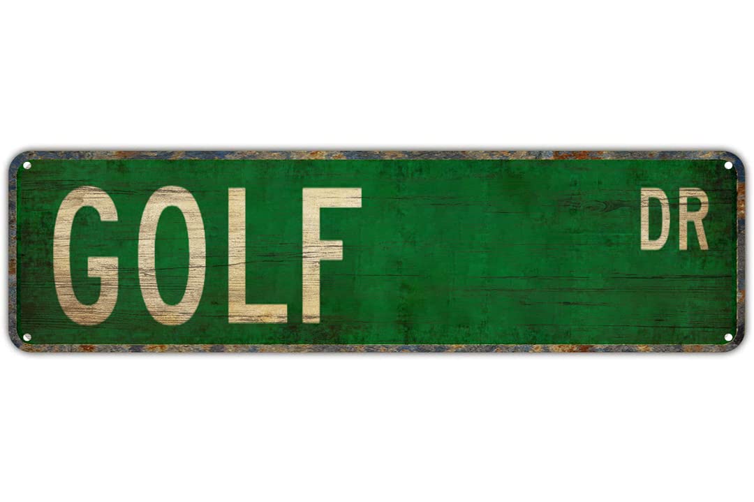 Metal Tin Sign GOLF DR Funny Vintage Sign Retro Metal Signs for Bedroom Kitchen Garden Wall Bar Club Coffee Home Decor 4x16 Inch