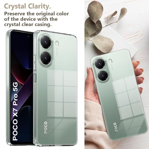 Image of Amazon Brand-Solimo Mobile Cover for Poco X7 Pro 5G (Soft & Shockproof Back Case with inbuilt Cushioned Edges), Clear