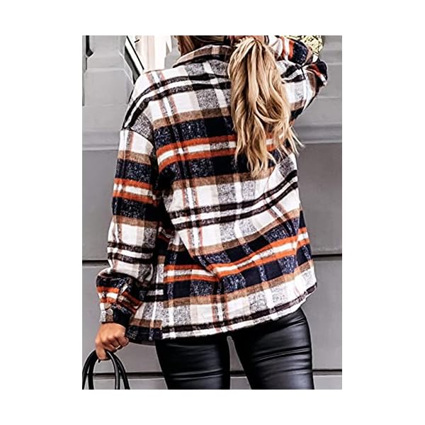 Dokotoo-Womens-Corduroy-Button-Down-Shirts-Boyfriend-Long-Sleeve-Oversized-Blouses-Tops Dokotoo Women's Classic Plaid Button-Up Flannel Shirt, Long Sleeve, Soft Checked, Boyfriend, Loose, Office Jacket - Blue, M