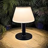 shumi Solar Table Lamp Outdoor Indoor - 3 Lighting Modes, Eye-Caring LED Cordless Waterproof Solar Desk Lamp with Pull Chain for Outside Patio Garden Bedroom Living Room (Modern Black Decor)