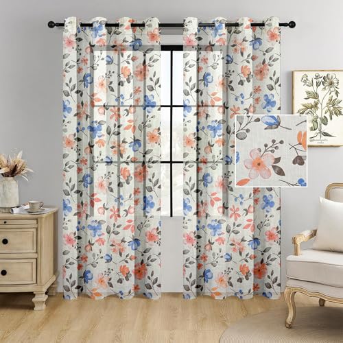 Image of Cortina Linen Polyester Printed Curtains Set of 2, Curtain for Doors Home Decor Items for Living Room Bedroom (Pink, 9FT)