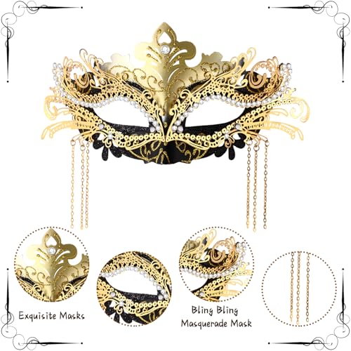 Masque de bal masqué en métal ciselé et strass luxe Oidea - 5