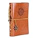 Leather Writing Journal Notebook, EvZ 7 Inches Vintage Nautical Spiral Blank String Diary Notepad Sketchbook Travel to Write in, Unlined Paper, Retro Pendants, Classic Embossed, Brown