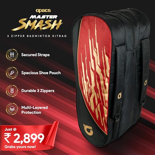 Apacs Master Smash Triple Zipper Kitbag (Black, L) - Image 5