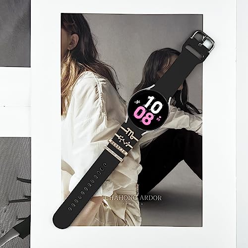 YeeCASE Band for Samsung Galaxy Watch 7 & 6 & 5 & 4 Band with Constellations Charms, Silicone Band with Diamond Charms Accessories for Watch 7/6/5 Pro/Watch 4 Classic 47mm 46mm 44mm 43mm 42mm 40mm