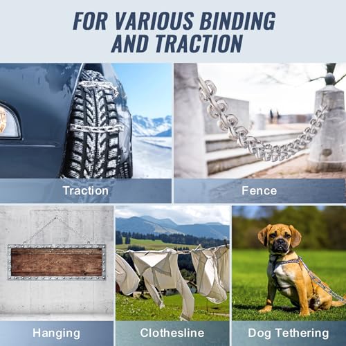 VEVOR Proof Coil Chain, 1/8\" x 33\', 350 lbs Safe Working Load, Zinc Plated Proof Tested Coil Chain with Two Quick Links, Galvanized Carbon Steel Link Chain for Towing, Hanging, Camping, Pet Towing