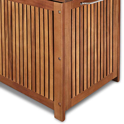 Cucunu Outdoor Storage Box 65 Gallon Wooden Deck Boxes For Patio Garden Pool 46X20X24 Inch Waterproof Wood Chest Large Container Wheels thumb #6