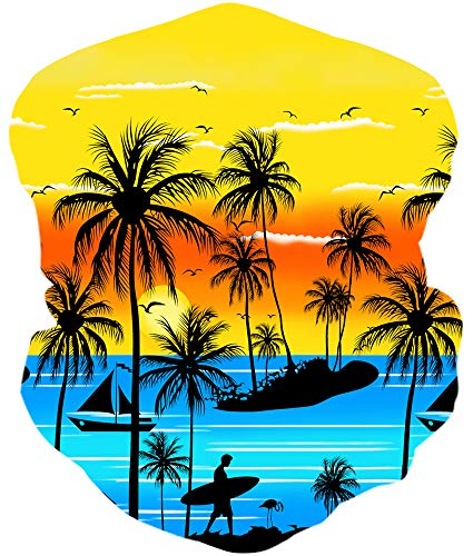 Raisevern Women Men Neck Gaiter Face Cover Scarf Breathable Gator Masks Cooling Bandana Seamless Face Covering Hawaiian Magic Full Bandana Balaclava Fishing Hiking Cycling