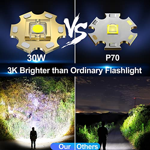 Rechargeable Flashlights High Lumens, 120000 Lumen Super Bright Led Tactical Flashlight High Power Waterproof Brightest Flashlight With 5 Modes, Zoomable For Camping, Hunting, Emergencies #TOP4