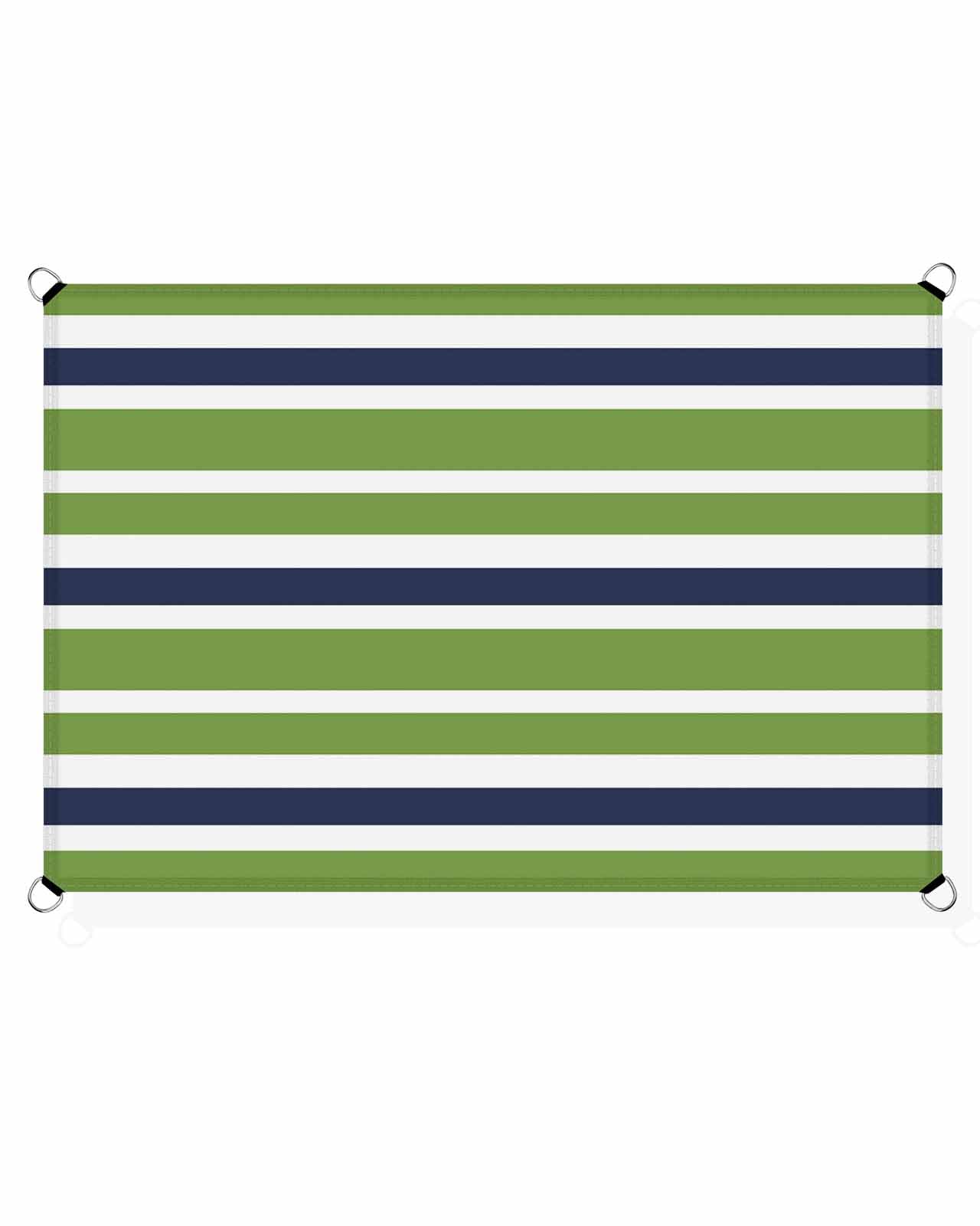 Sun Shade Sails Canopy 8x10 FT, Green Navy Blue White Geometric Stripes UV Protection Outdoor Shade Canopy, Rust Resistant Tear Patio Sail Shade for Sunshade Outdoor Patio Backyard Garden